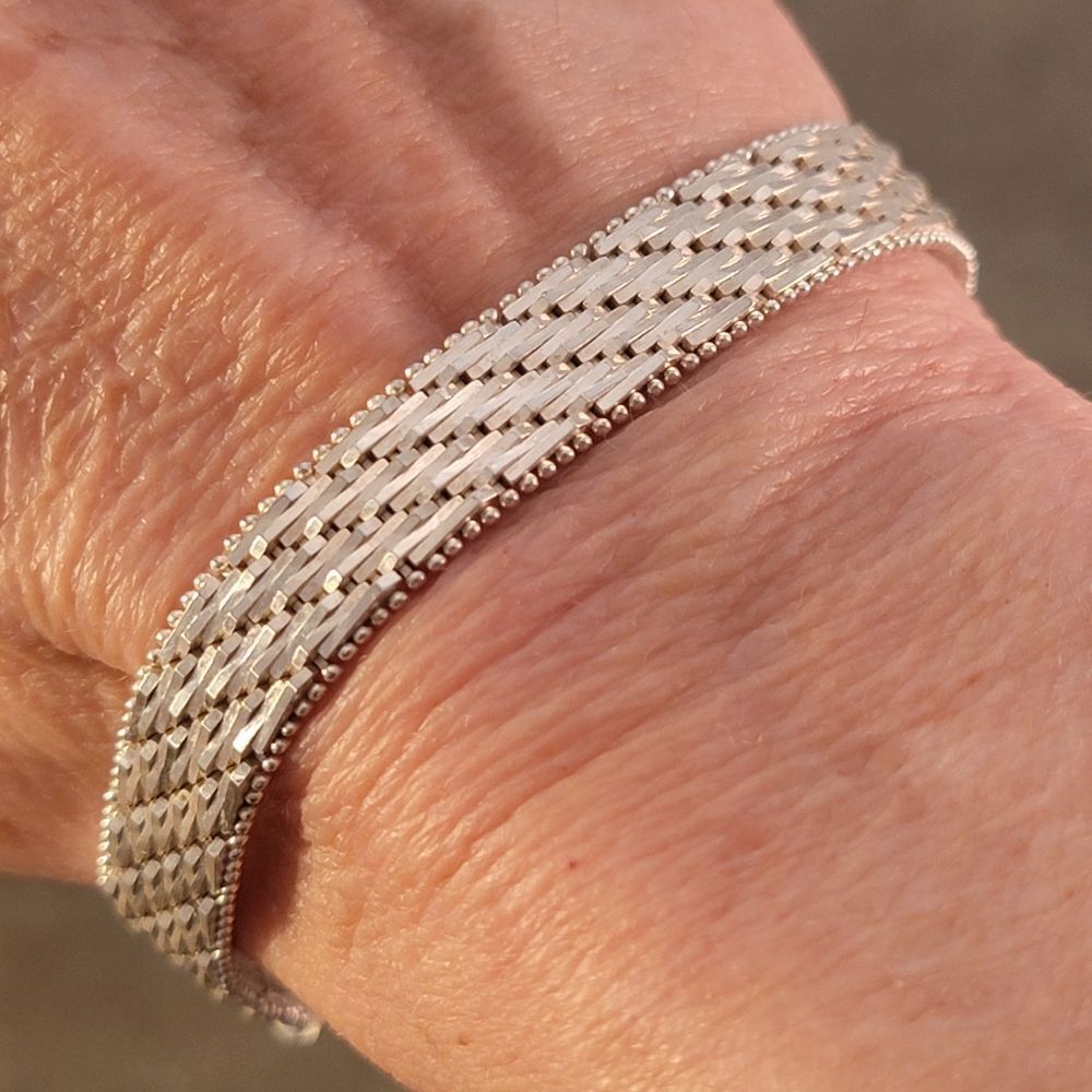Milor Italy Sterling Silver Riccio Woven Link Bracelet